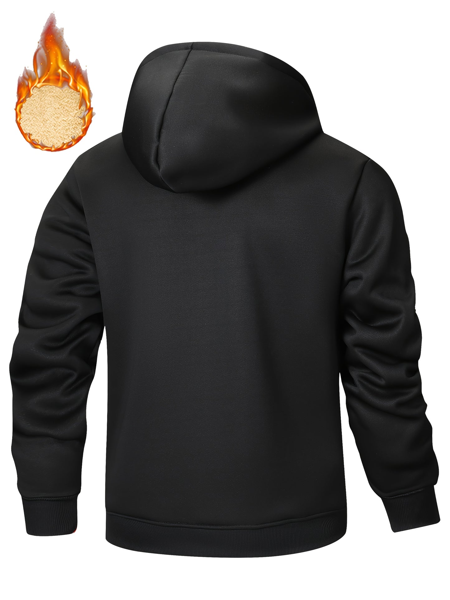 A Men's casual sports warm fleece hooded jacket with zipper opening and pocket, suitable for outdoor and training activities, autumn and winter clothing | casual style hooded sweatshirt | zipper hooded sweatshirt, Fleece Jack