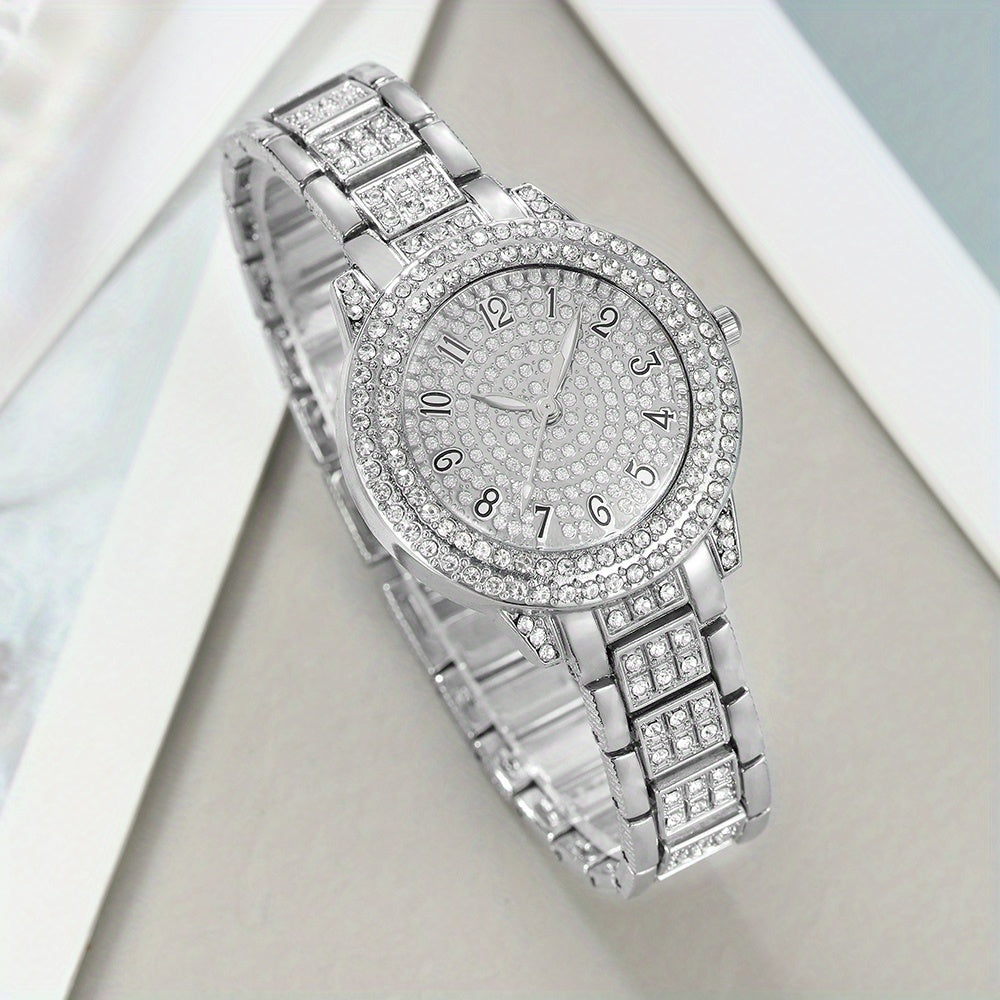 1 Round Elegant Business Casual Quartz Watch and 6 Jewelry Pieces - Perfect for Casual Attire and Gift Occasions, Birthday Gifts and Holiday Parties, Ideal for Women, Ladies, Family, Friends, Spouse, Mother