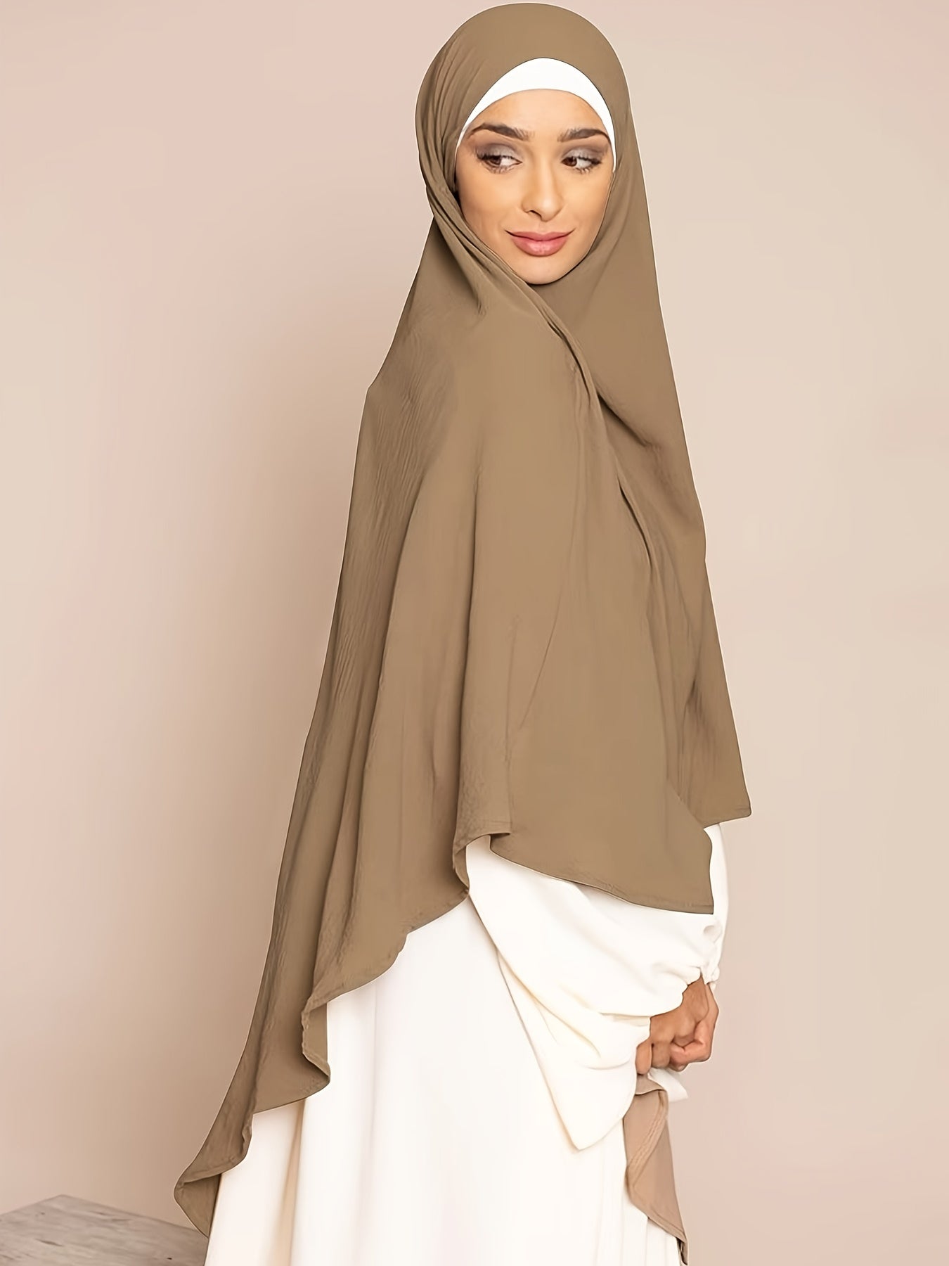 1pc Elegant Women'S Abaya Headscarf - Lightweight Breathable Islamic Hijab, Modest Muslim Robe, All-Season Travel & Everyday Hijab, Easy-to-Wear Abaya for Women, Islamic Clothing, Minimalist Design, Comfortable Fit, Hijabi Fa