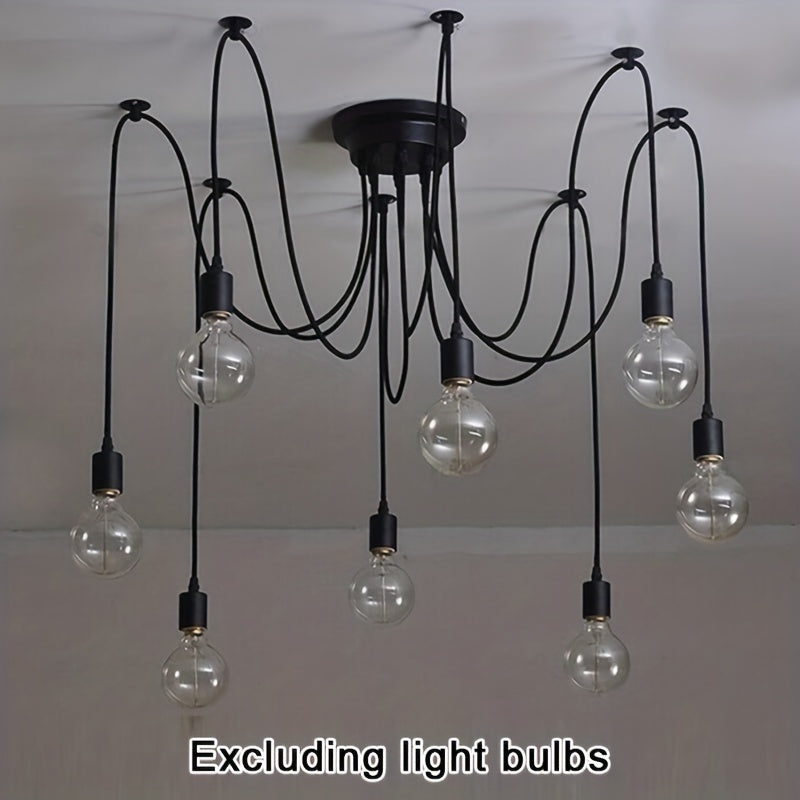 Modern Chic Industrial Dining Chandelier - Adjustable DIY Lighting With 3/5/6/8 Heads - Antique Classic Ceiling Spider Lamp Light Pendant - Metal & Glass - For Dining Room, Kitchen, Restaurant - Perfect Gift for Housewarming