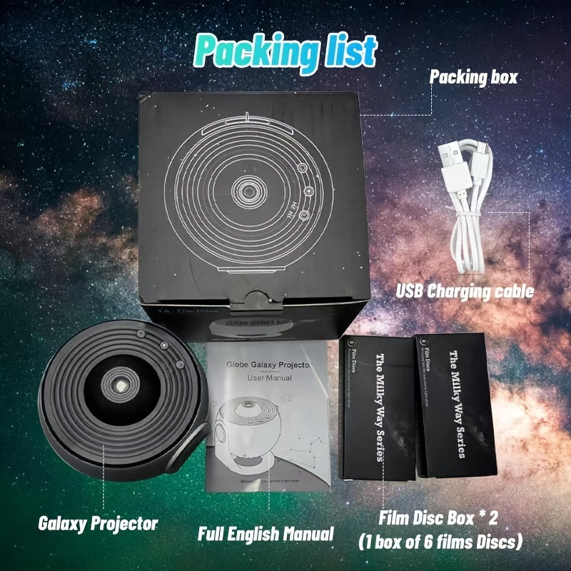 1pc Magical Galaxy Projector Lamp - Create an HD Starry Night Sky, 13 Enchanting Films, Transform Your Bedroom into a Cosmic Haven - Ambient Atmosphere Lighting