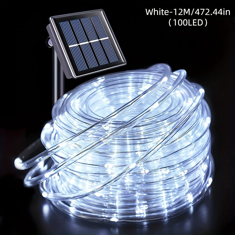 1 Pack Solar Tube String Lights, 8 Modes Outdoor LED Copper Wire Lights, For Garden Decor Lamp, Outdoor LED Copper Fairy String Tube Lights For Party Garden Yard Home Wedding Christmas Halloween Holiday Decoration Lighting