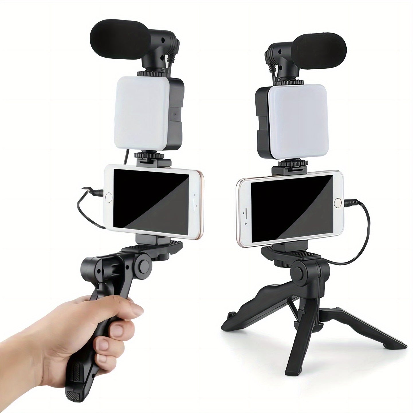 5-in-1 LED Lighting Master - Ultra-Stable Tripod Stand for Handheld Selfies, Interviews & More - Portable, Pivoting, Adjustable Brightness - Perfect for On-The-Go Content Creators