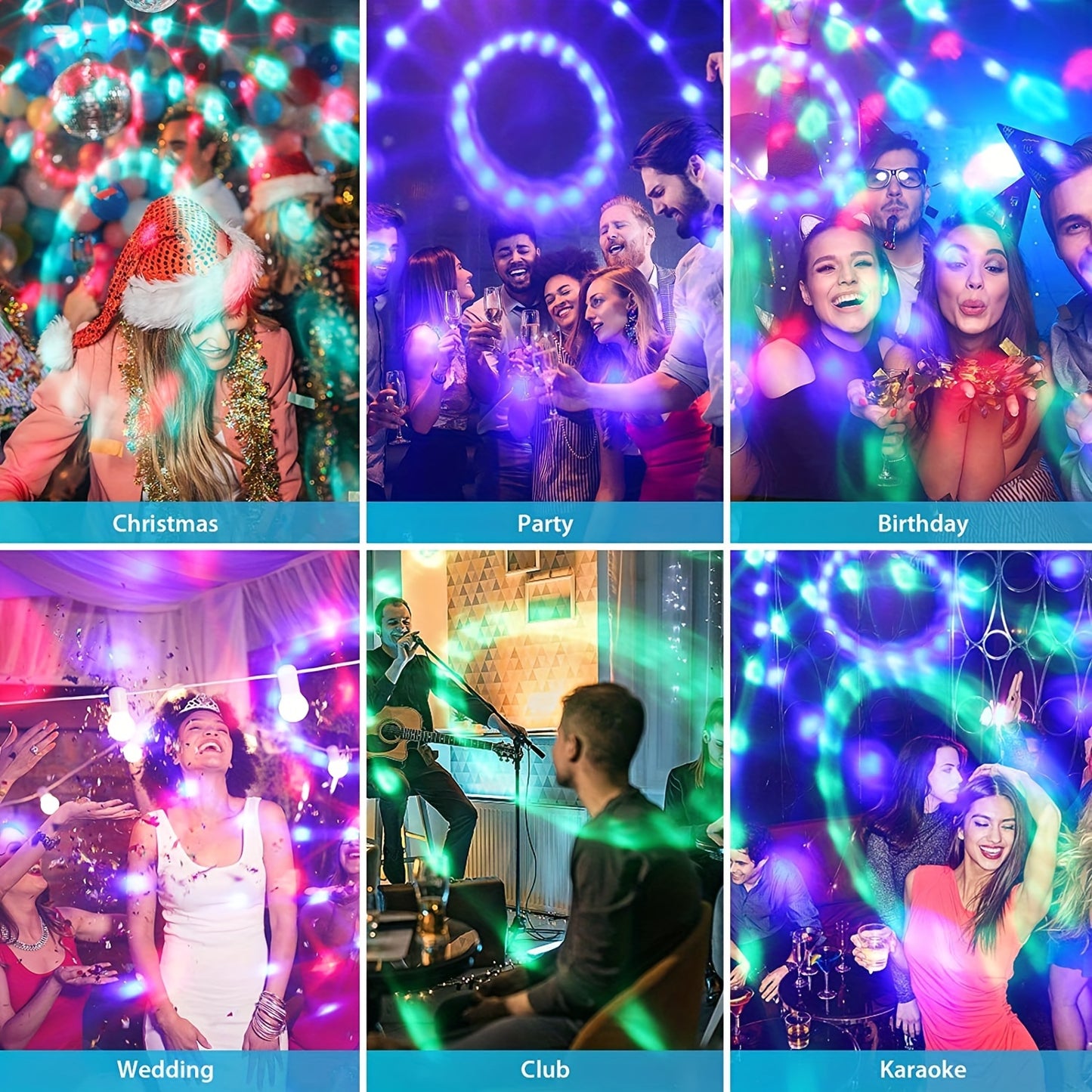 Disco Ball Party Lights Sound Activated Strobe Light With 5 Ft USB Cable, LED Dj Stage Lighting That Sync With Music, Indoor Room Birthday Rave Outdoor Dance Show Bar Karaoke Christmas Gift Eid Al-Adha Mubarak