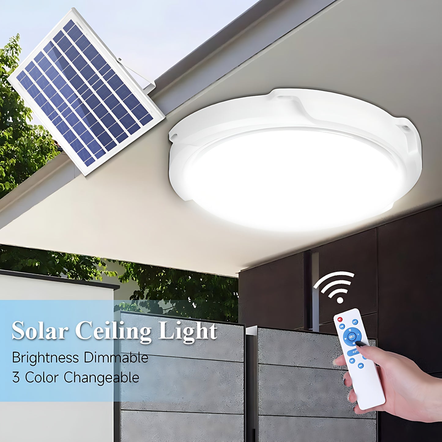 1pc Solar-Powered Sconce Ceiling Light - Wireless Remote Control, Water-Resistant, Infrared Sensor, Lithium Battery - Indoor Balcony Garden Decoration, Home Porch Smart Lighting Solution