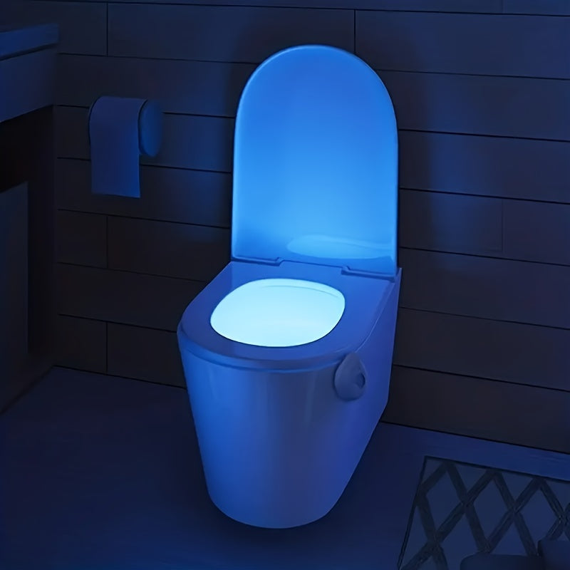 1pc Smart LED Toilet Night Light - PIR Motion Sensor, 16-Color RGB Washroom Accent, Human Body Induction, Hanging Bowl Lighting for Hotel & Home Bathrooms