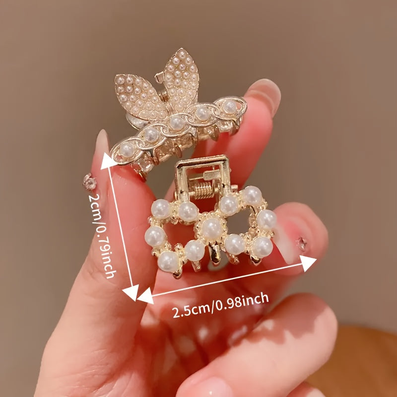 6pcs Elegant and Rhinestone Heart-Shaped Hair Clips, Geometric Pattern Alloy Hair Accessories for girls, Sparkling Hairpins for Casual Attire and Special Occasions, Cute Hair Clips