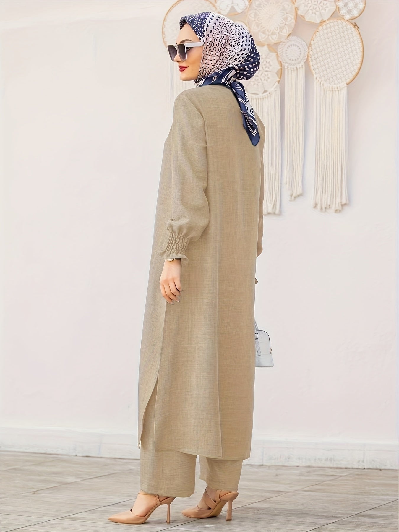 Middle East Ramadan Elegant Pure Muslim Casual Pants Set - Fashionable and Comfortable Design, Perfect for Daily Wear