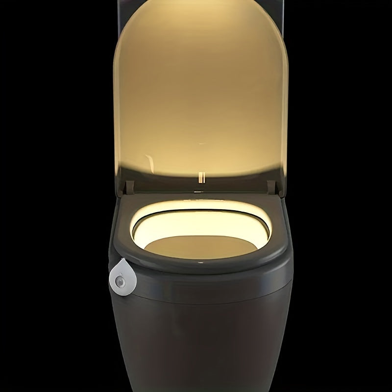 1pc Smart LED Toilet Night Light - PIR Motion Sensor, 16-Color RGB Washroom Accent, Human Body Induction, Hanging Bowl Lighting for Hotel & Home Bathrooms