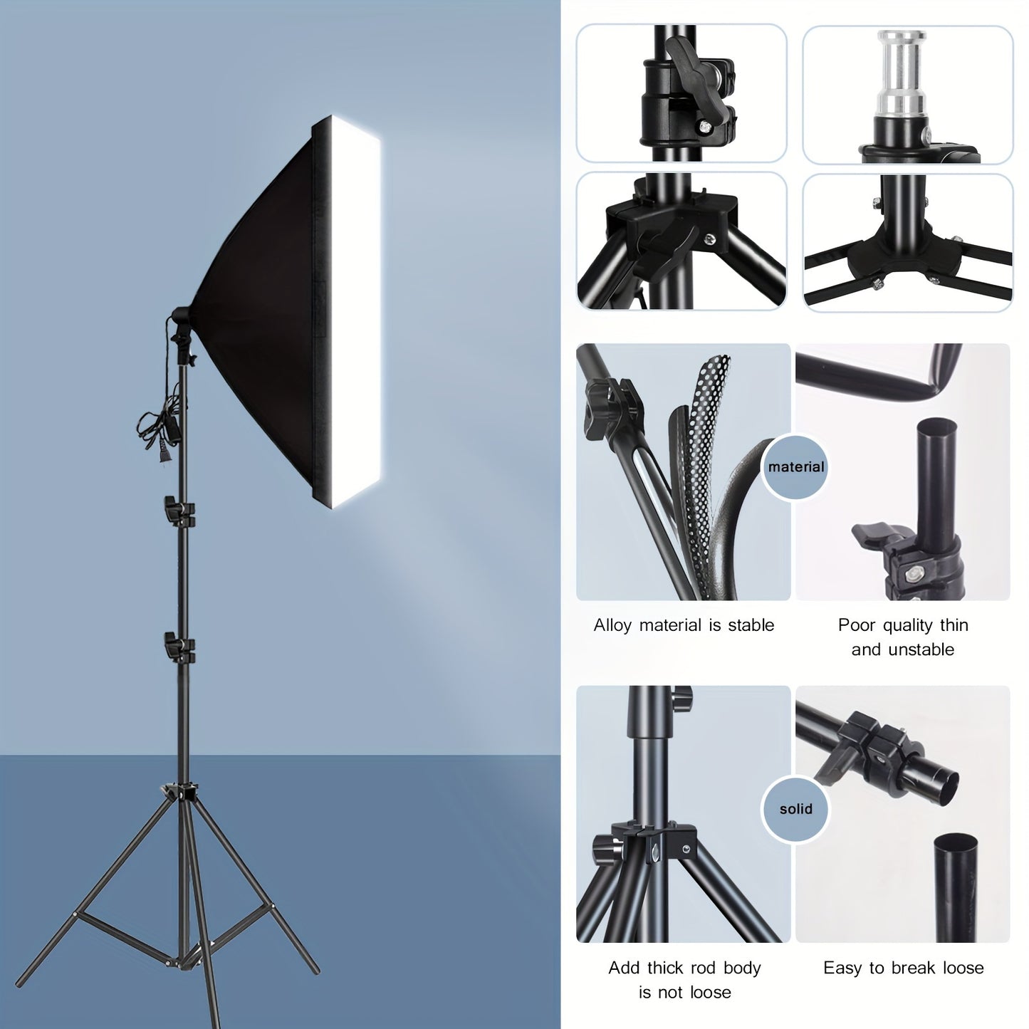 Create Professional-Quality Photos & Live Streams With BTFOOR US Plug Adapters Softbox Lighting Kit & Tripod