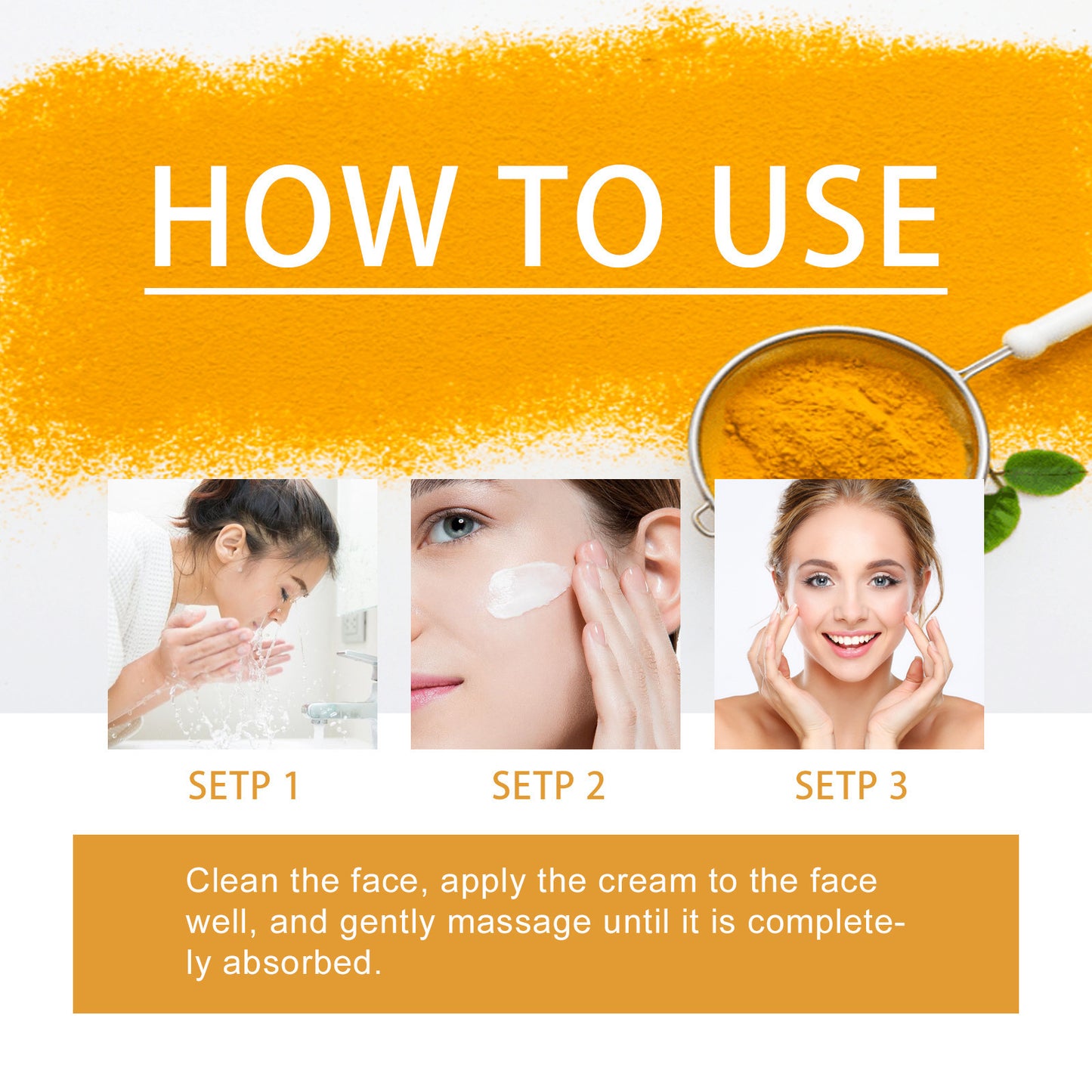 2pcs Turmeric & Vitamin C Face Cream - Deep Hydration Moisturizer with Hyaluronic Acid for Radiant Skin, Suitable for All Skin Types