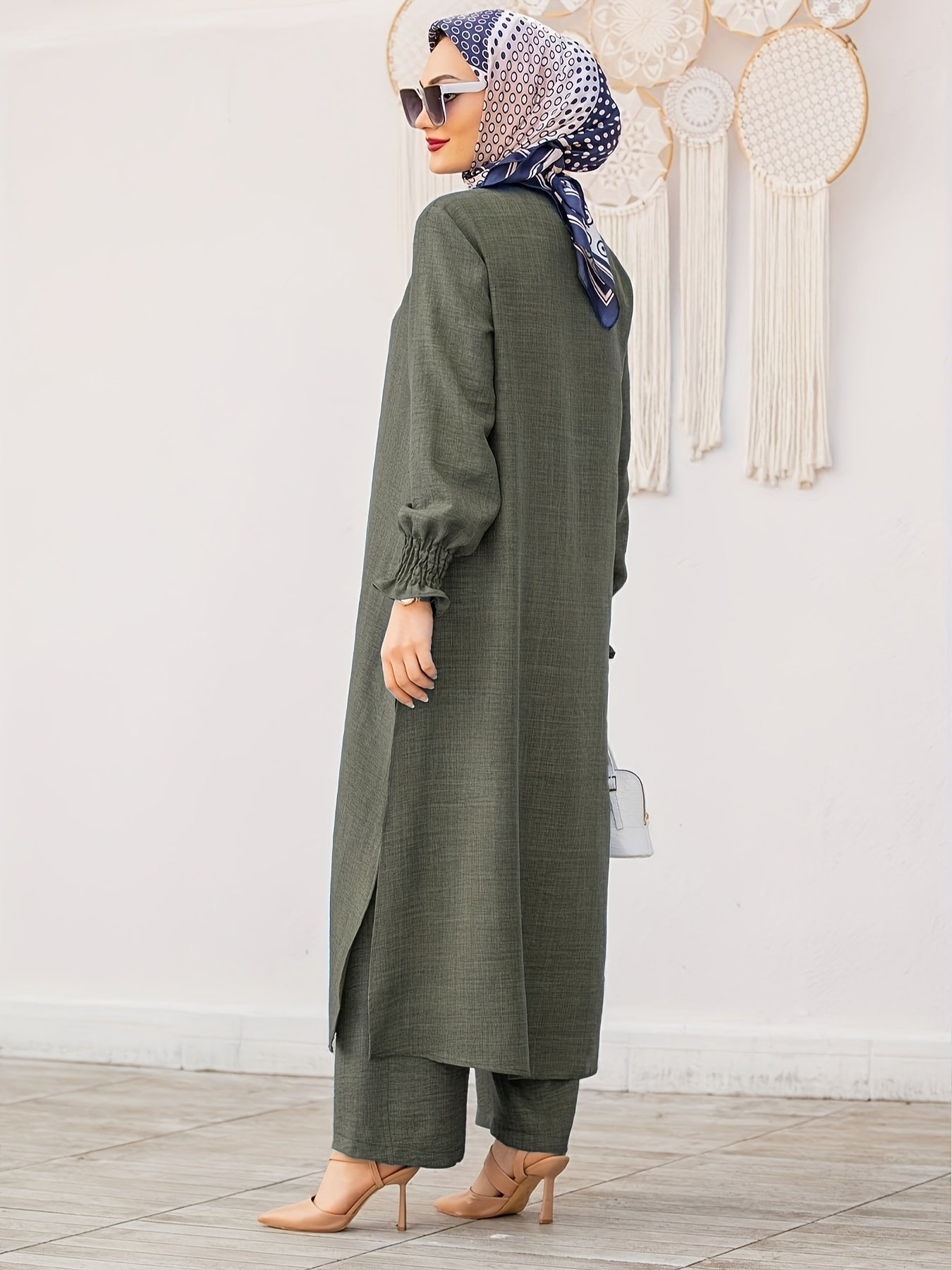 Middle East Ramadan Elegant Pure Muslim Casual Pants Set - Fashionable and Comfortable Design, Perfect for Daily Wear