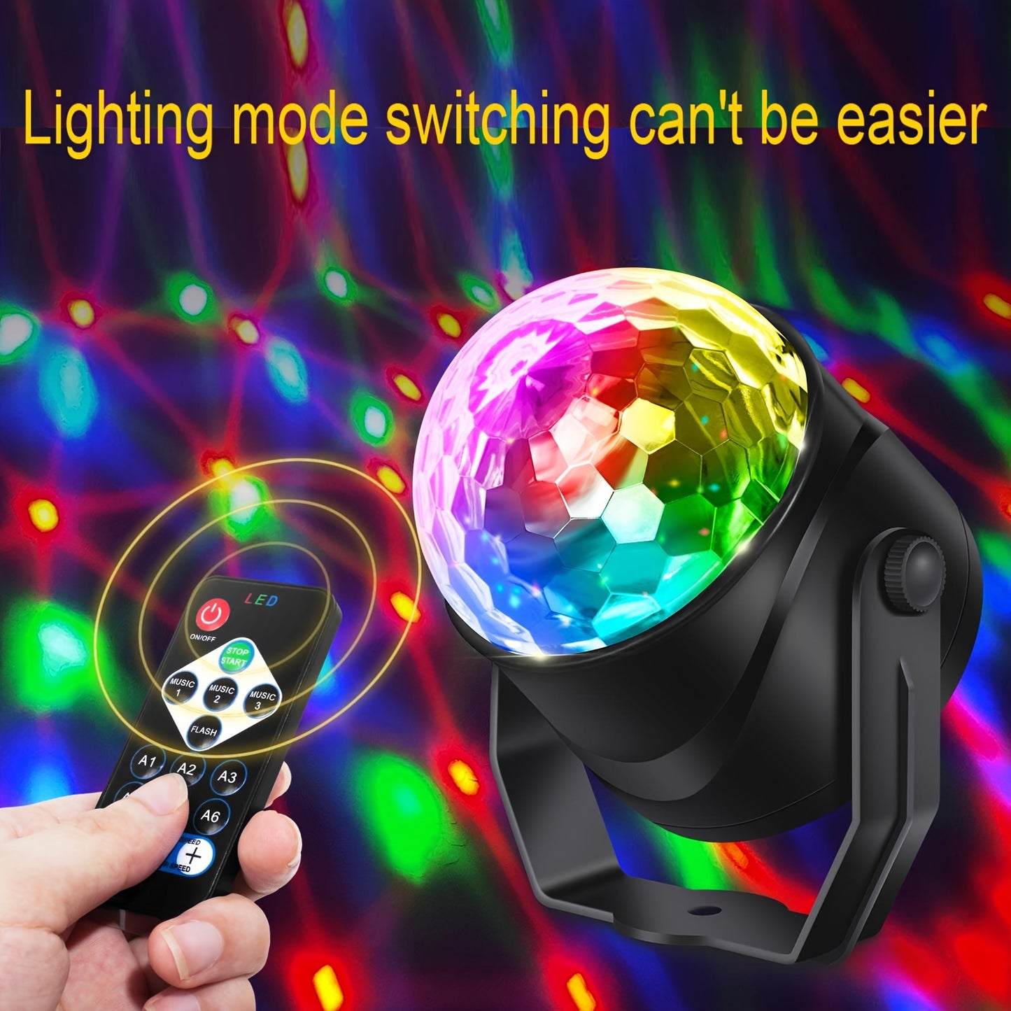 1pc/2pcs Sound Activated Party Lights, Dj Lighting, RBG Disco Ball, Strobe Lamp 7 Modes Stage Par Light For Home Room Dance Parties Birthday DJ Bar Karaoke Xmas Wedding Show Club Pubs