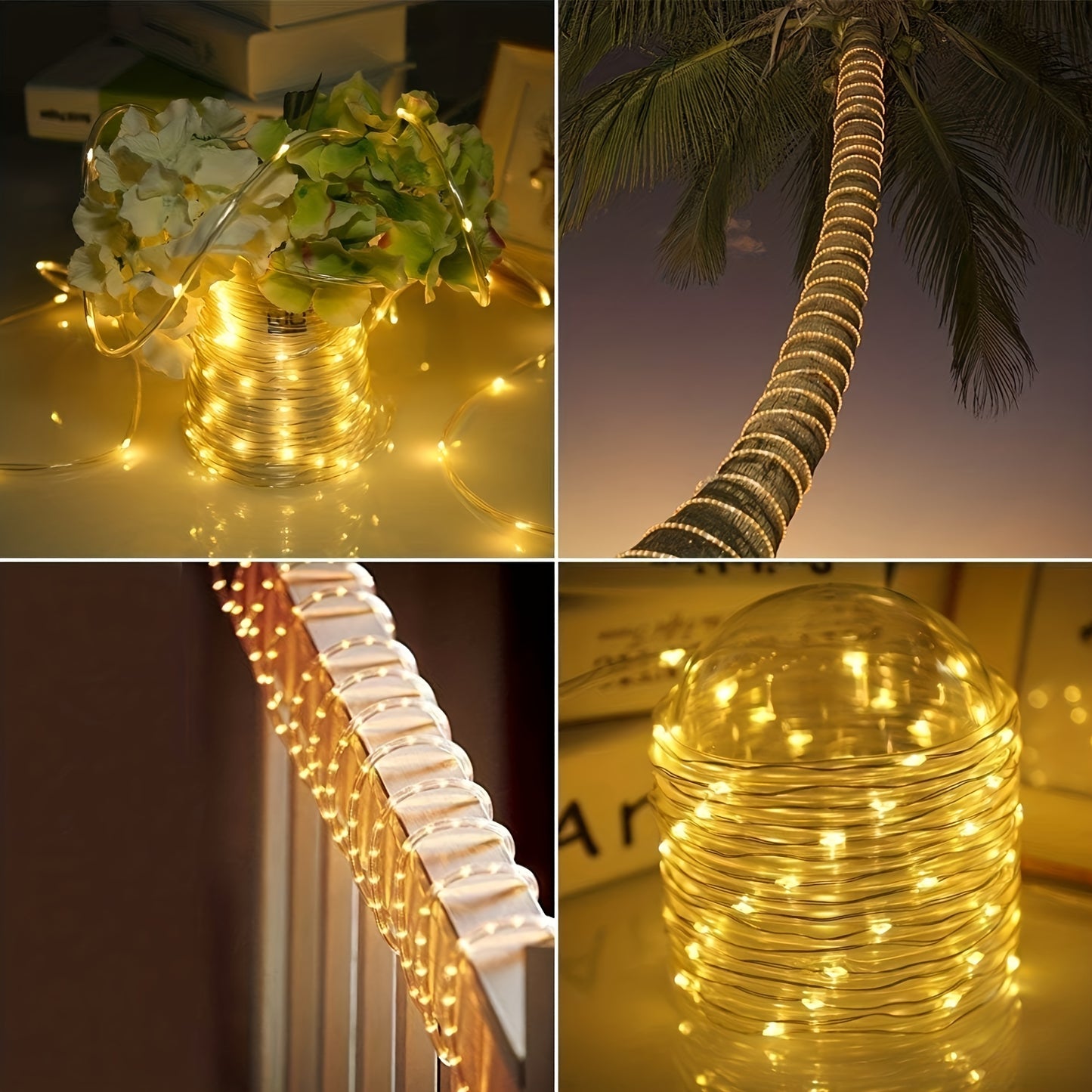 1 Pack Solar Tube String Lights, 8 Modes Outdoor LED Copper Wire Lights, For Garden Decor Lamp, Outdoor LED Copper Fairy String Tube Lights For Party Garden Yard Home Wedding Christmas Halloween Holiday Decoration Lighting