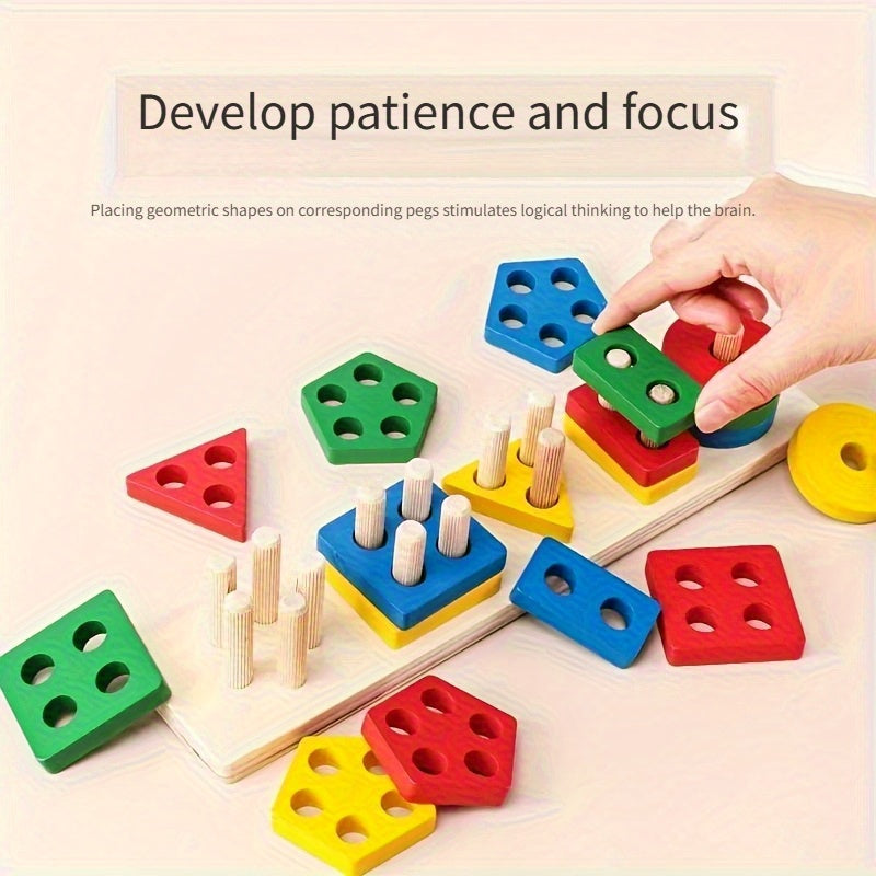 Youngsters Educational Building Blocks Toy Geometric Stacking Matching Shapes Color Recognition Pairing Early Learning Fine Motor Skills Classification