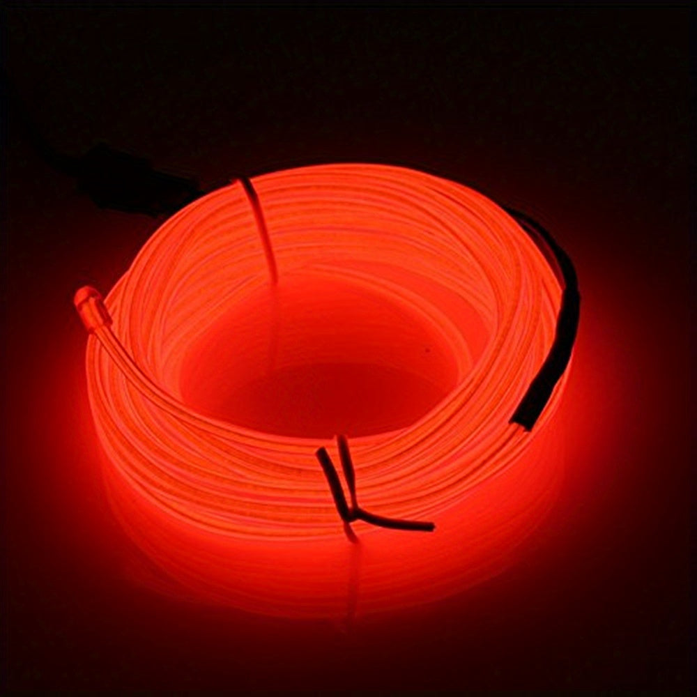 1 Set 5m/16.4ft Vibrant Neon Rope Lights - DIY Decorative Lighting with 360° Illumination, EL Wire, Battery Pack - Perfect for Festival, Halloween, Christmas, Party Decoration