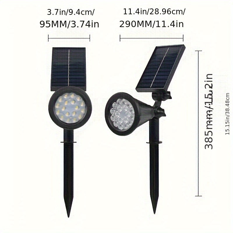 Pack of 1 Solar Pathway Spotlight, 18 LED Solar Powered Garden Light, Foldable Semi-Flush Mount Landscape Lighting Fixture, with Prong Bulb Base, Plastic Shade, with Installation Hardware, for Path, Lawn, Walkway, Driveway
