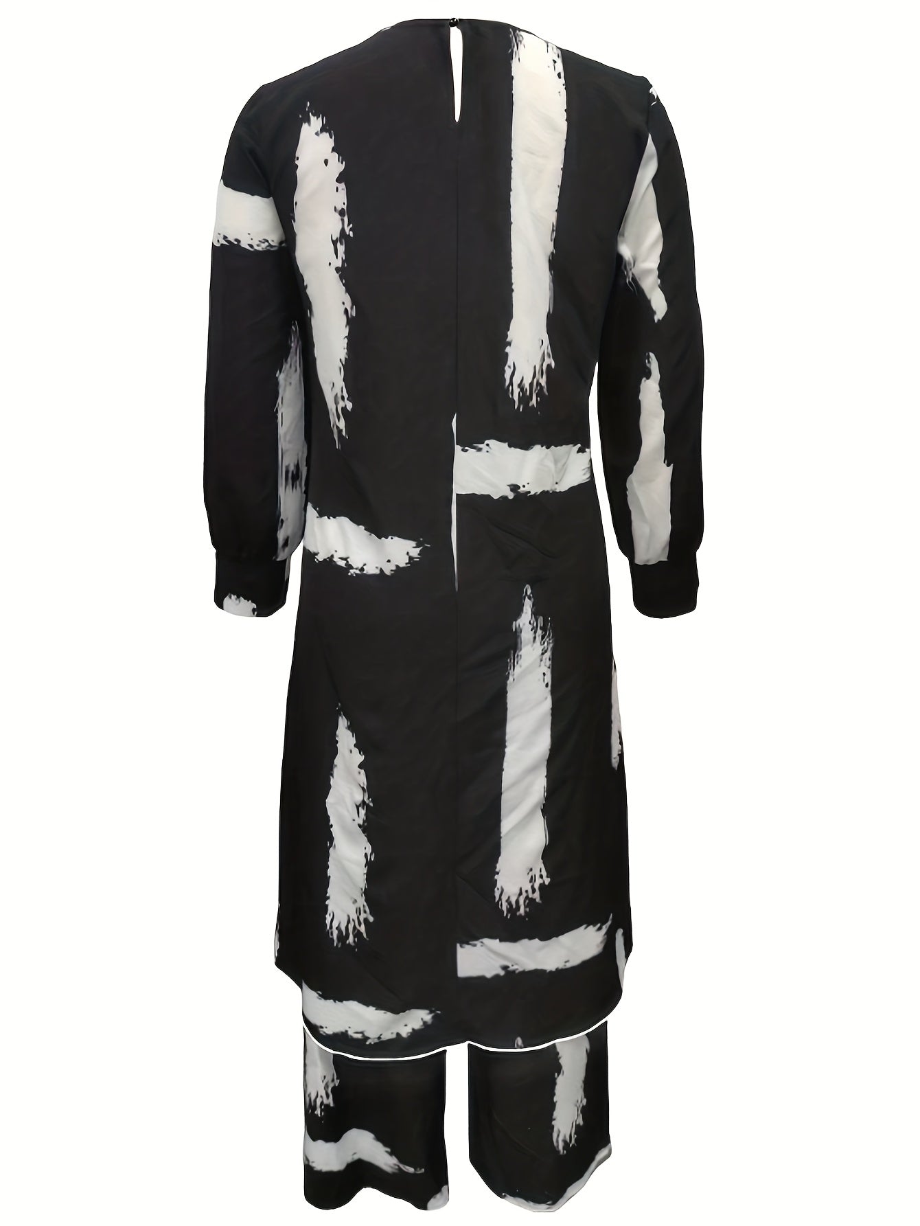 Ramadan, Women Button-Decorated Solid Color Long Sleeve Top & Pants Set, Arabic Style Clothing, Only Clothes, Without Headscarf