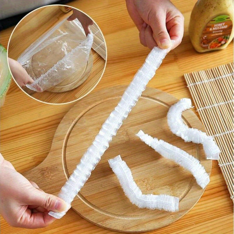 300pcs Elastic Plastic Food Wrap Covers – Reusable Stretch-to-Fit Food Preservation Bags for Bowls, Produce, and Fruits – Versatile Kitchen Storage Solution, BPA-Free Clear Plastic, Keep Fresh Accessories for Home Use