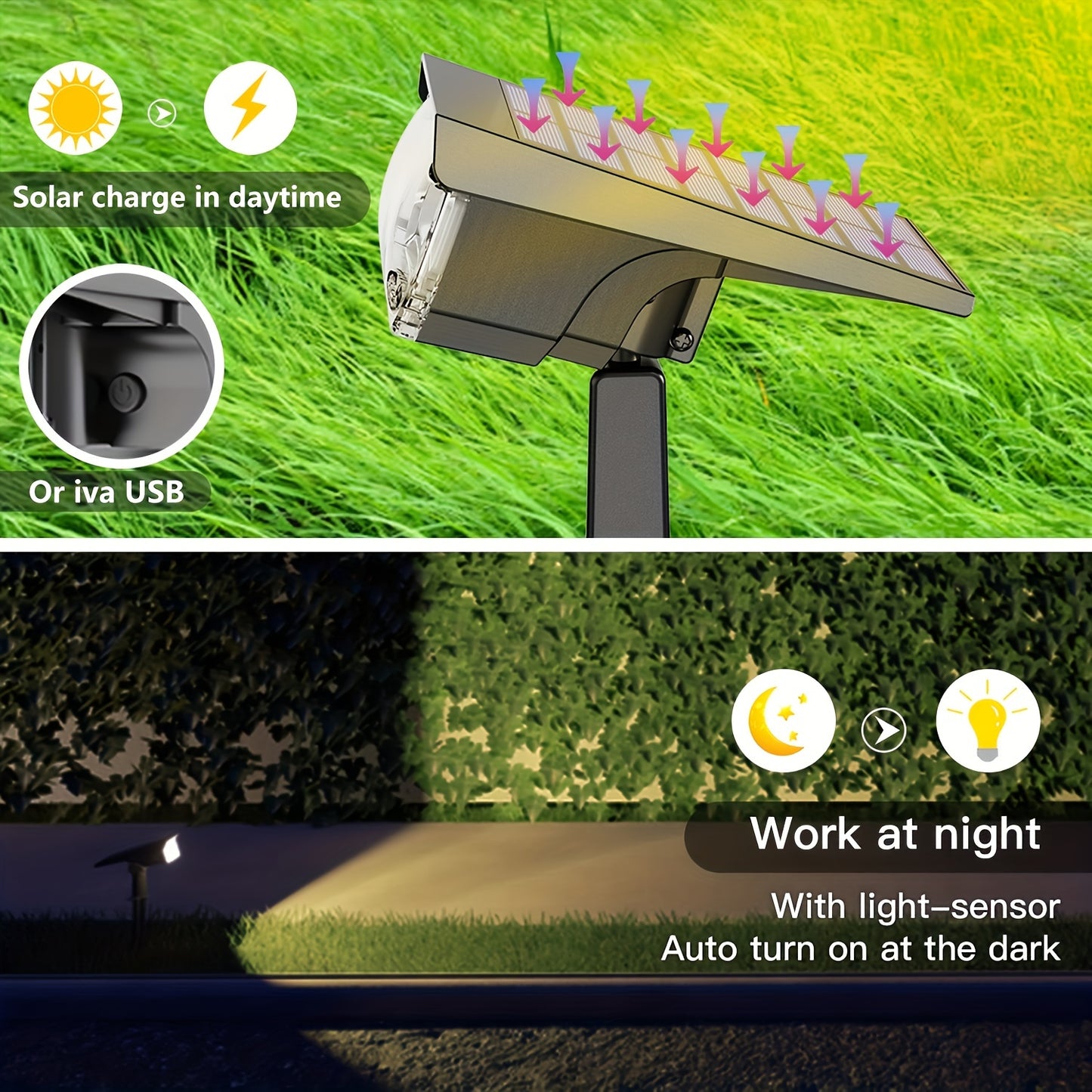 2-Pack 38LED Solar Spotlights - Brighten Your Yard - Waterproof, Auto On/Off - Ideal for Christmas, Garden, Pool, Patio - Durable & Energy-Saving Landscape Lighting