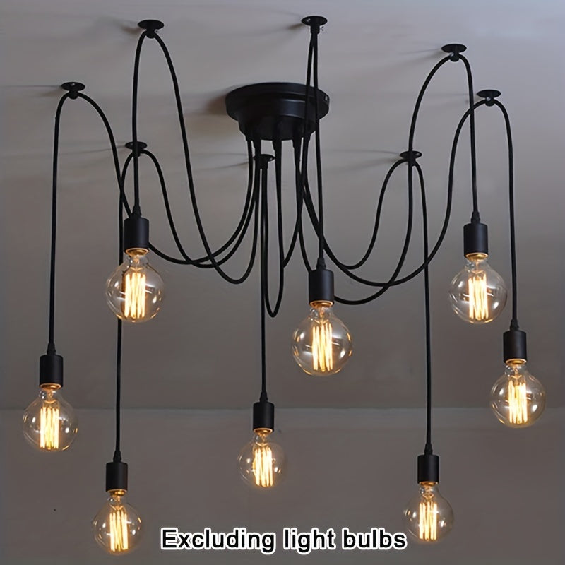 Modern Chic Industrial Dining Chandelier - Adjustable DIY Lighting With 3/5/6/8 Heads - Antique Classic Ceiling Spider Lamp Light Pendant - Metal & Glass - For Dining Room, Kitchen, Restaurant - Perfect Gift for Housewarming