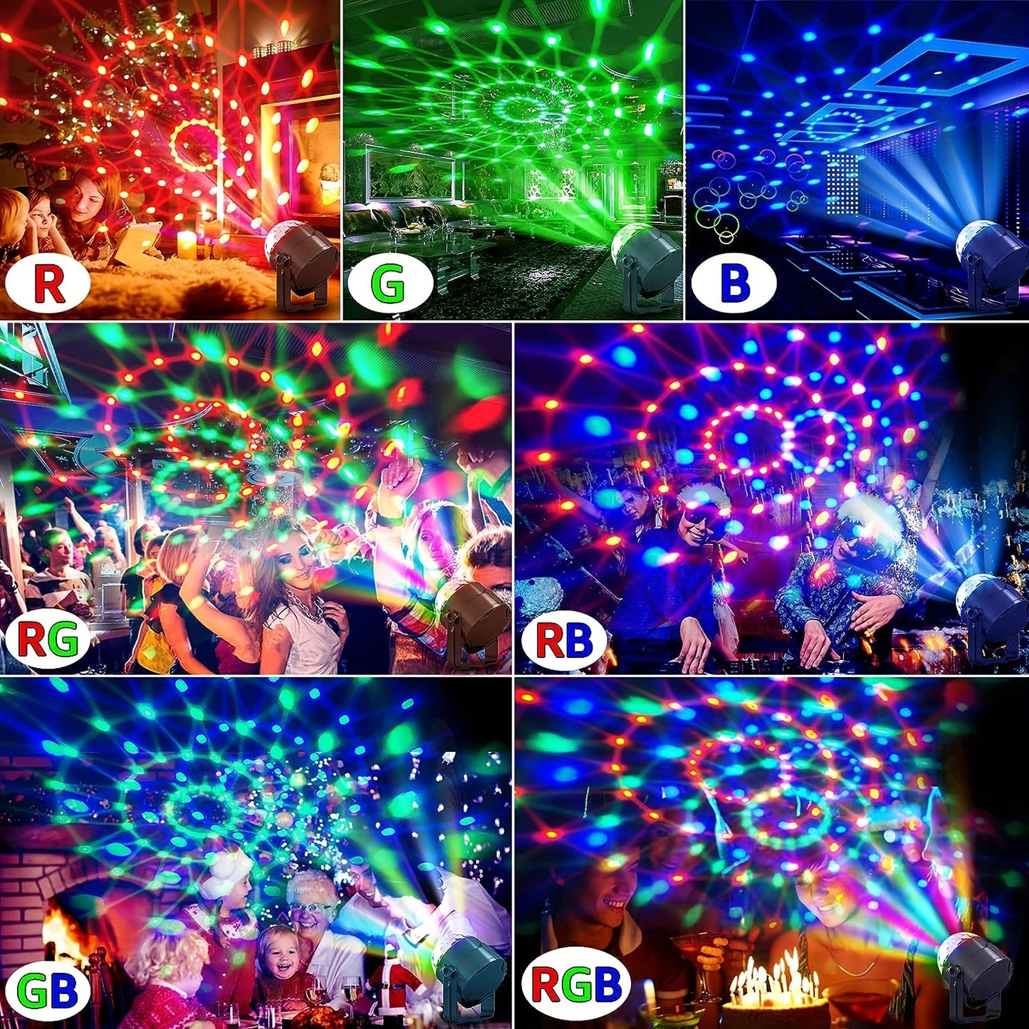 Disco Ball Party Lights Sound Activated Strobe Light With 5 Ft USB Cable, LED Dj Stage Lighting That Sync With Music, Indoor Room Birthday Rave Outdoor Dance Show Bar Karaoke Christmas Gift Eid Al-Adha Mubarak