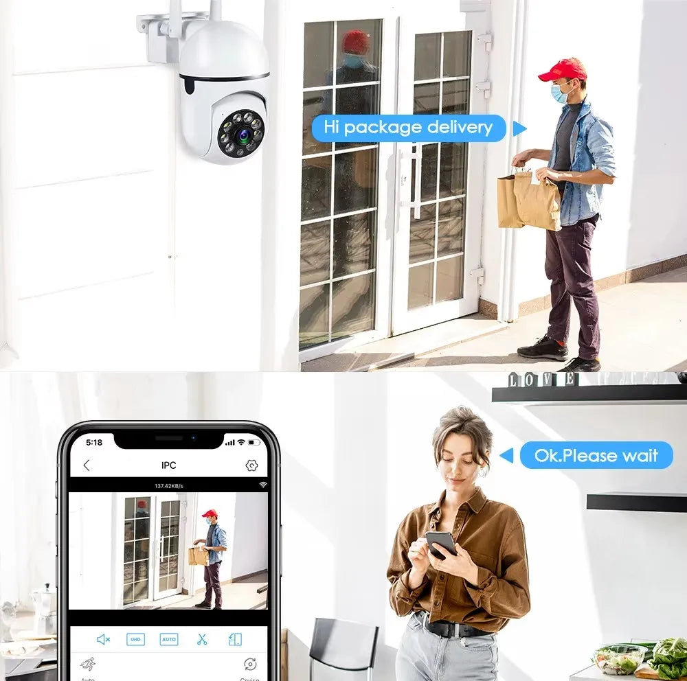 8MP Wifi IP Surveillance de sécurité sans fil caméra PTZ 4X Zoom caméras suivi Audio bidirectionnel HD nuit couleur caméra