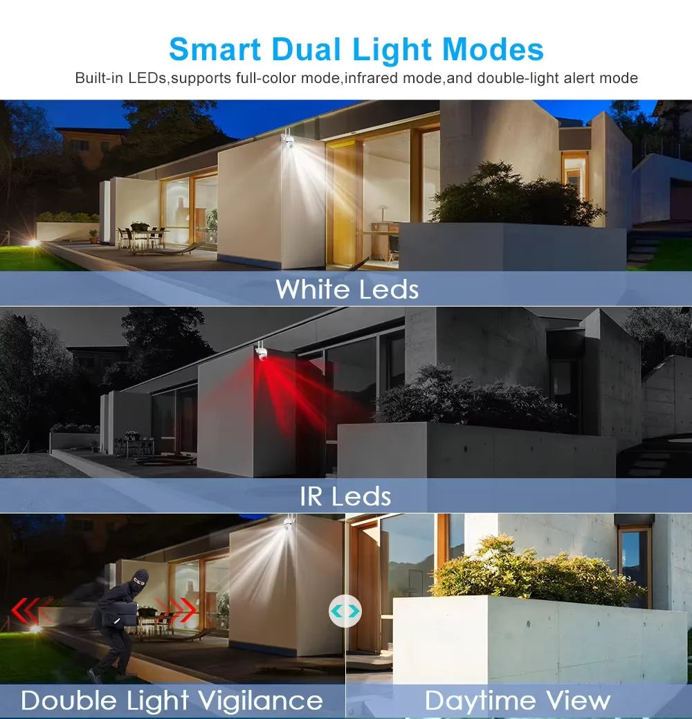 8MP Wifi IP Surveillance de sécurité sans fil caméra PTZ 4X Zoom caméras suivi Audio bidirectionnel HD nuit couleur caméra