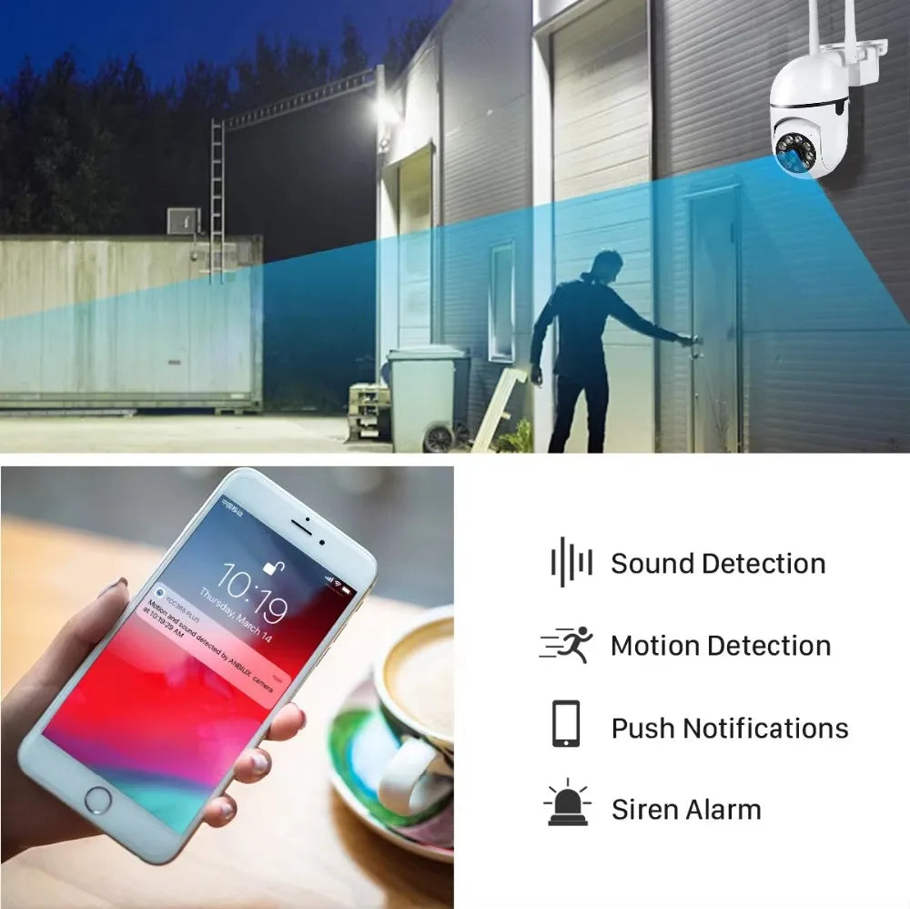 8MP Wifi IP Surveillance de sécurité sans fil caméra PTZ 4X Zoom caméras suivi Audio bidirectionnel HD nuit couleur caméra