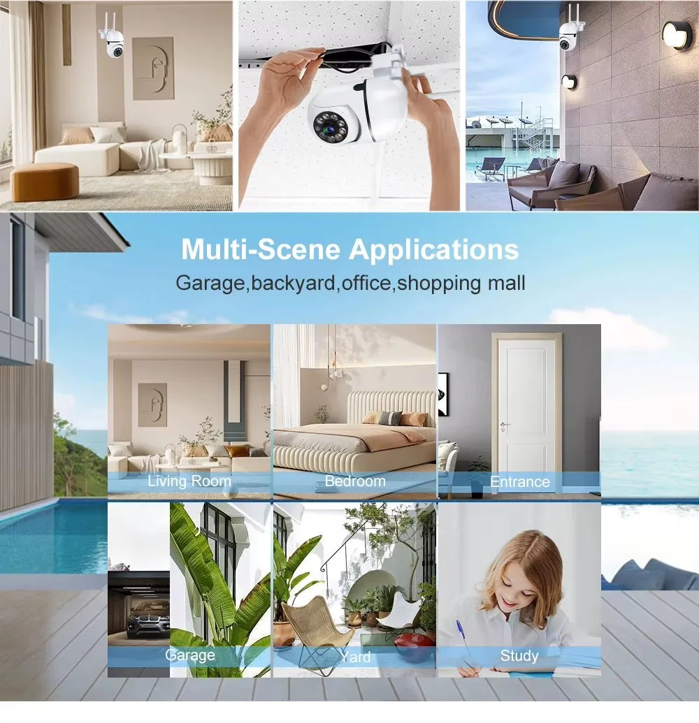 8MP Wifi IP Surveillance de sécurité sans fil caméra PTZ 4X Zoom caméras suivi Audio bidirectionnel HD nuit couleur caméra