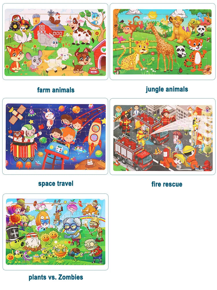Jeu intellectuel en bois à pensée logique, Puzzle, véhicule Animal, dessin animé, jouets éducatifs précoces pour enfants, cadeau