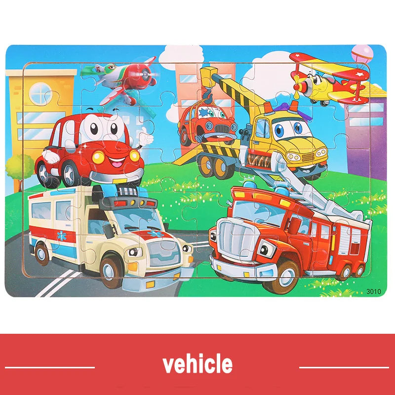 Jeu intellectuel en bois à pensée logique, Puzzle, véhicule Animal, dessin animé, jouets éducatifs précoces pour enfants, cadeau