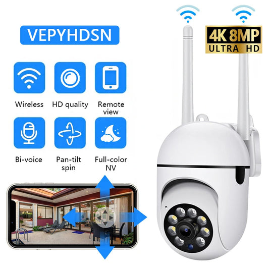8MP Wifi IP Surveillance de sécurité sans fil caméra PTZ 4X Zoom caméras suivi Audio bidirectionnel HD nuit couleur caméra