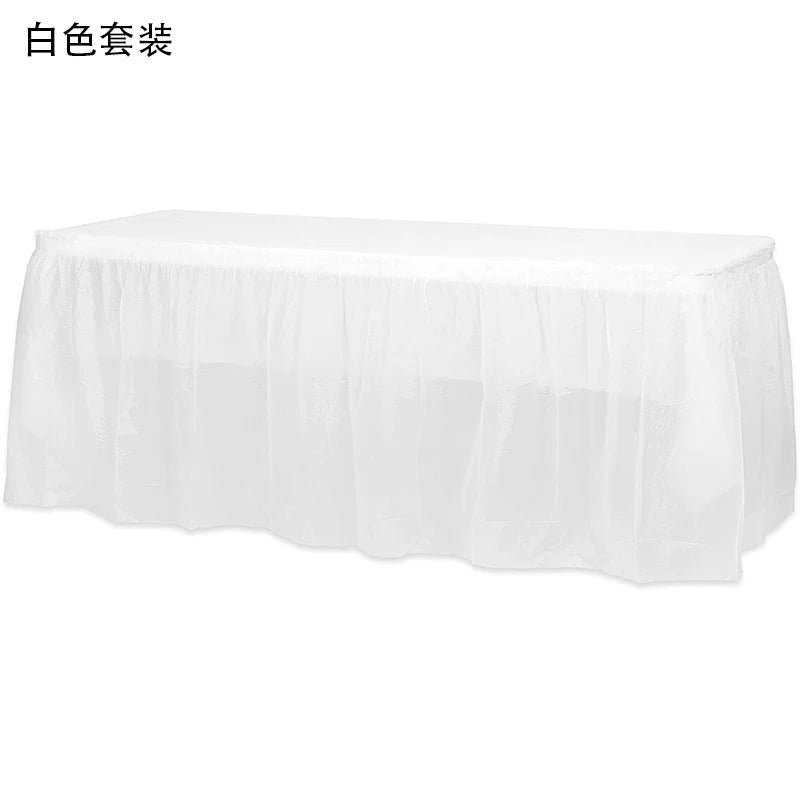 Holaroom jupe de Table jetable en plastique fête 6 couleurs 75x430 cm couverture de Table pour joyeux anniversaire fête mariage Festival décoration