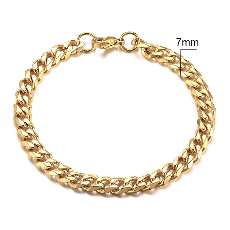 Vnox 3-11mm gros Miami gourmette chaîne Bracelet pour hommes, acier inoxydable lien cubain chaîne Bracelet classique Punk lourd mâle bijoux