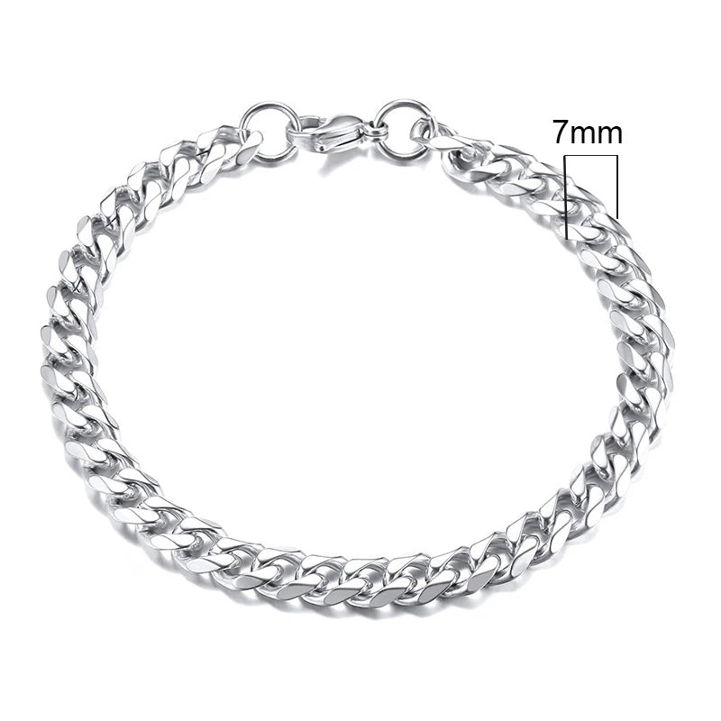 Vnox 3-11mm gros Miami gourmette chaîne Bracelet pour hommes, acier inoxydable lien cubain chaîne Bracelet classique Punk lourd mâle bijoux