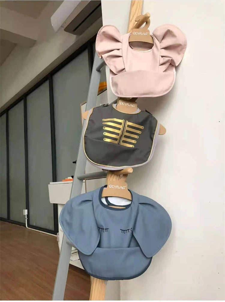 Bavoirs en PU souple pour bébé, avec poche, bavoir de salle à manger, imperméable, facile à nettoyer, séchage rapide, Style INS, mode enfant en bas âge, Smock