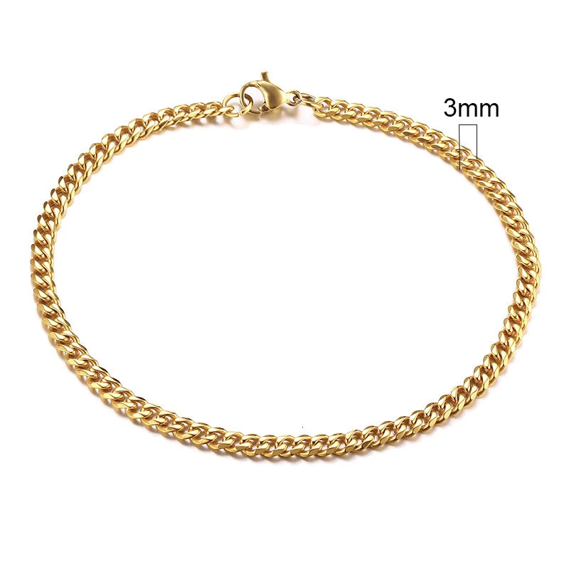 Vnox 3-11mm gros Miami gourmette chaîne Bracelet pour hommes, acier inoxydable lien cubain chaîne Bracelet classique Punk lourd mâle bijoux