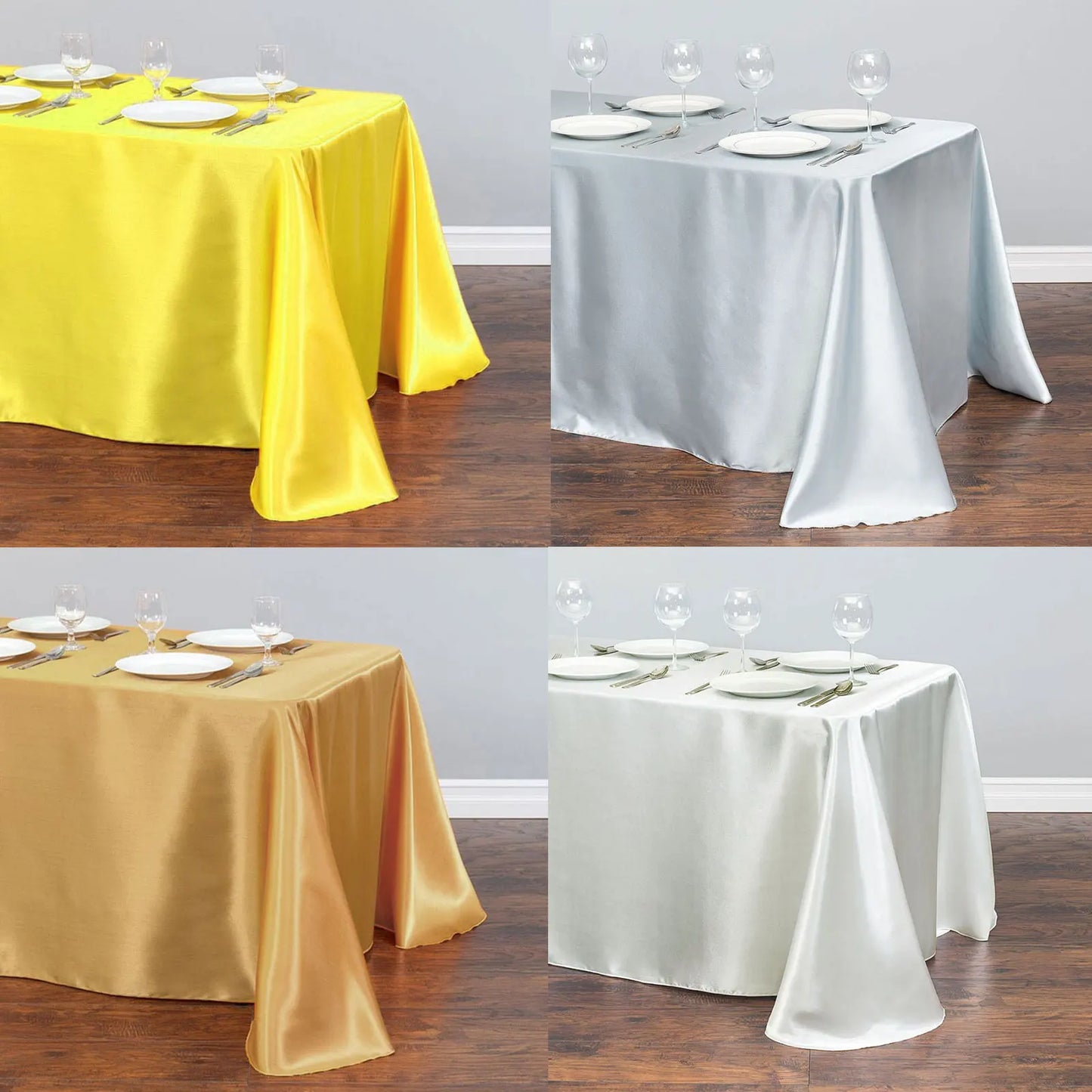 Nappe rectangulaire en Satin pour mariage, blanc et noir, pour fête d'anniversaire, événements, Banquet, décoration de dîner à domicile