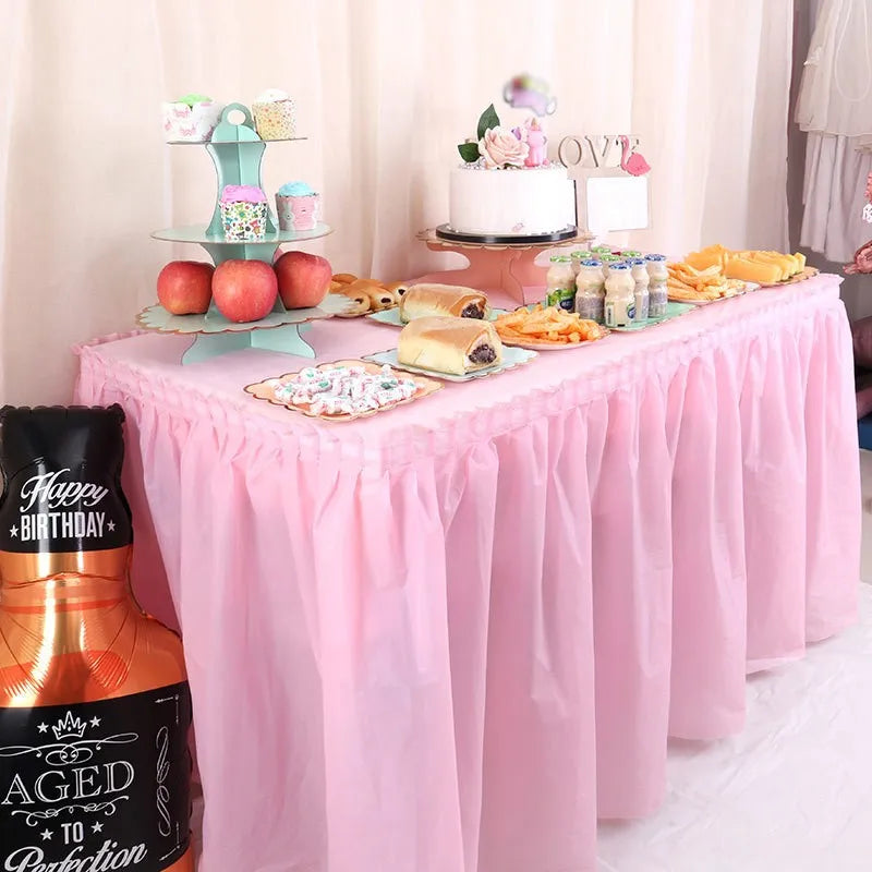 Holaroom jupe de Table jetable en plastique fête 6 couleurs 75x430 cm couverture de Table pour joyeux anniversaire fête mariage Festival décoration
