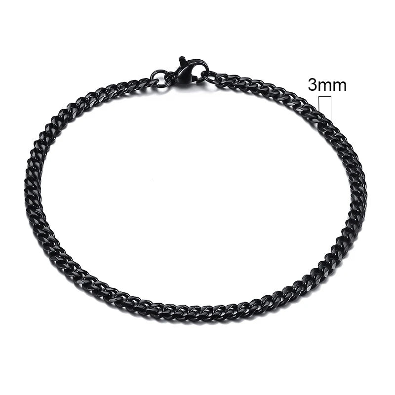 Vnox 3-11mm gros Miami gourmette chaîne Bracelet pour hommes, acier inoxydable lien cubain chaîne Bracelet classique Punk lourd mâle bijoux