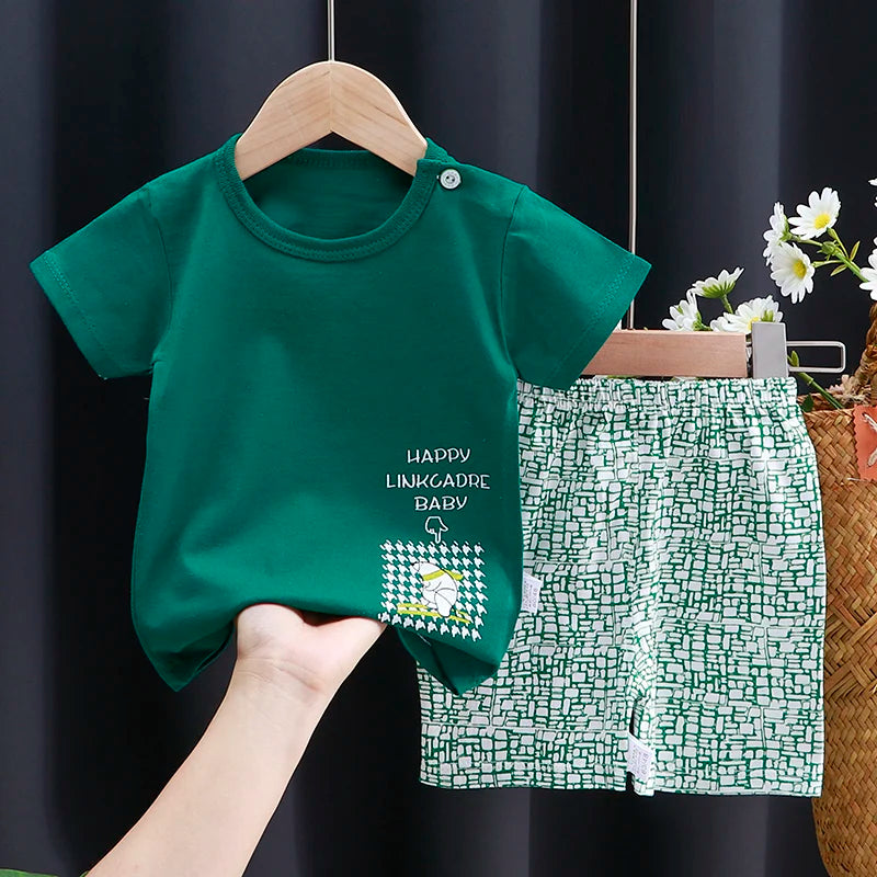 Ensemble de vêtements pour enfants bébé garçon/fille T-Shirt + short vêtements d'été coton dessin animé décontracté garçons survêtement enfants ensemble de vêtements pour bébé