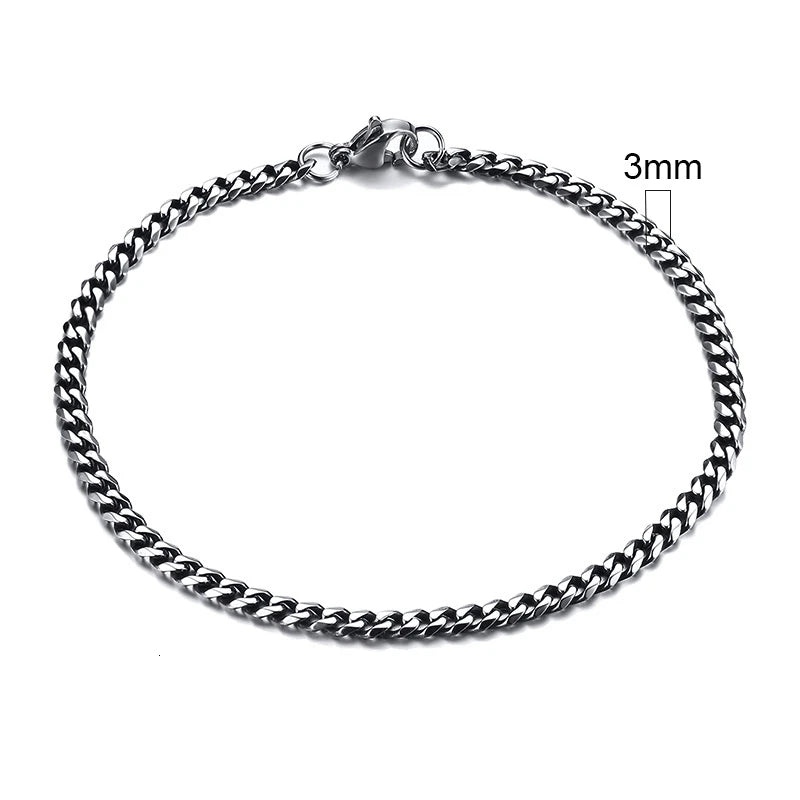 Vnox 3-11mm gros Miami gourmette chaîne Bracelet pour hommes, acier inoxydable lien cubain chaîne Bracelet classique Punk lourd mâle bijoux