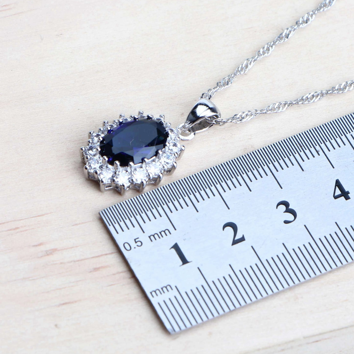 Ensemble de bijoux de mariée en argent 925 pour femmes, Costume en zircone bleue, bijoux fins, collier, boucles d'oreilles, bagues, Bracelets, pendentif