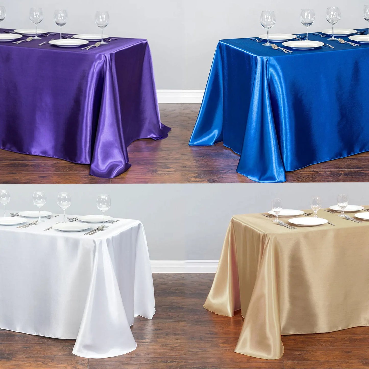 Nappe rectangulaire en Satin pour mariage, blanc et noir, pour fête d'anniversaire, événements, Banquet, décoration de dîner à domicile