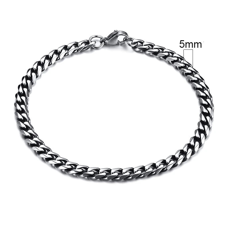 Vnox 3-11mm gros Miami gourmette chaîne Bracelet pour hommes, acier inoxydable lien cubain chaîne Bracelet classique Punk lourd mâle bijoux