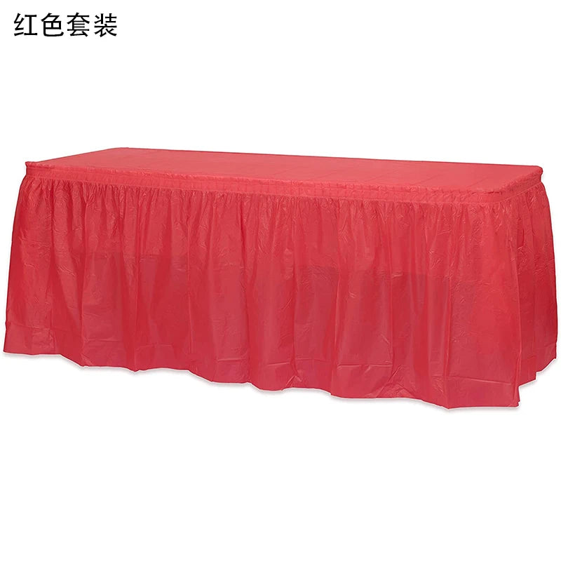 Holaroom jupe de Table jetable en plastique fête 6 couleurs 75x430 cm couverture de Table pour joyeux anniversaire fête mariage Festival décoration