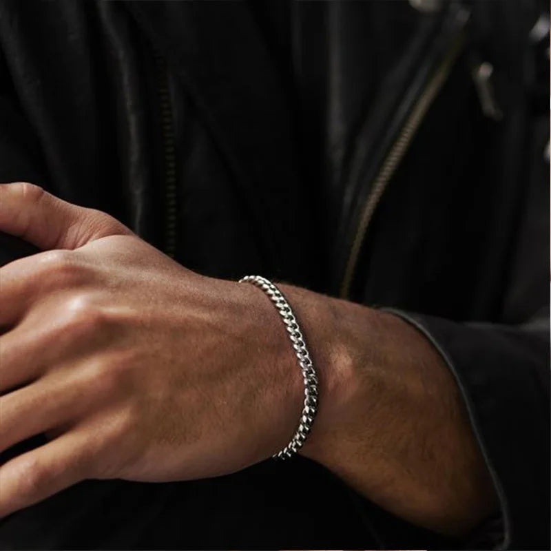 Vnox 3-11mm gros Miami gourmette chaîne Bracelet pour hommes, acier inoxydable lien cubain chaîne Bracelet classique Punk lourd mâle bijoux