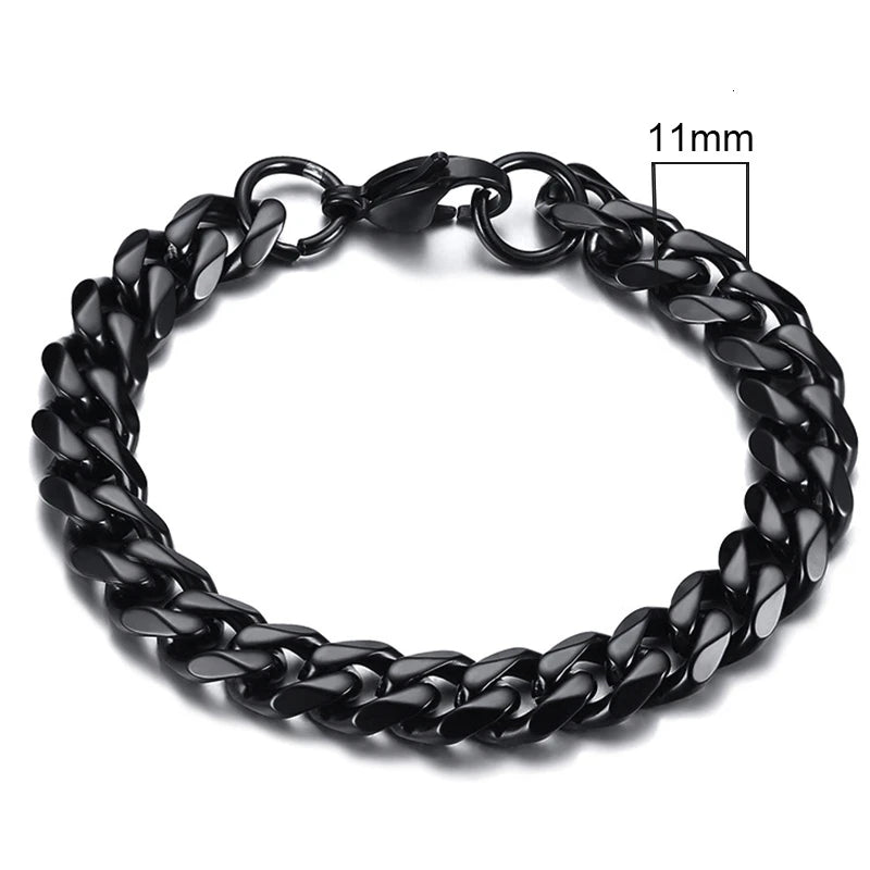 Vnox 3-11mm gros Miami gourmette chaîne Bracelet pour hommes, acier inoxydable lien cubain chaîne Bracelet classique Punk lourd mâle bijoux