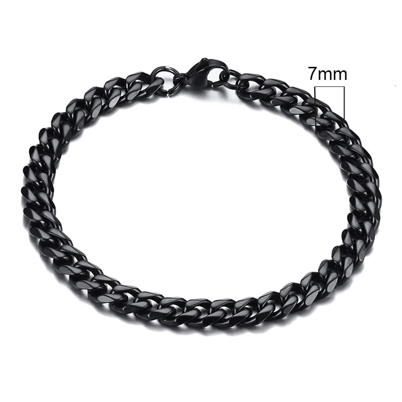 Vnox 3-11mm gros Miami gourmette chaîne Bracelet pour hommes, acier inoxydable lien cubain chaîne Bracelet classique Punk lourd mâle bijoux